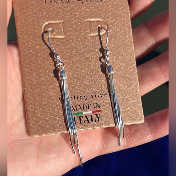 Mia Fiore Sterling Silver Fringe Drop Earrings – Made in Italy - Picture 3 of 8